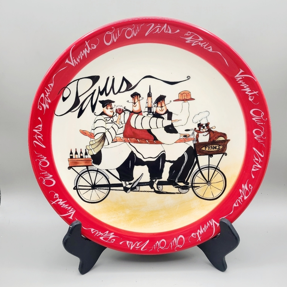 Certified International Red Paris Themed Fat Chefs Decorative Plate